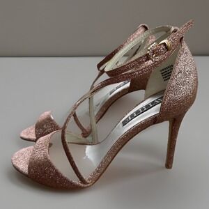 Glitter Heels Sandals White by Vera‎ Wang Formal Shoes Size 8M